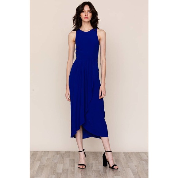 YUMI KIM So Social Tulip-Hem Racerback Midi Dress Dress Ink Size XS - Picture 1 of 11